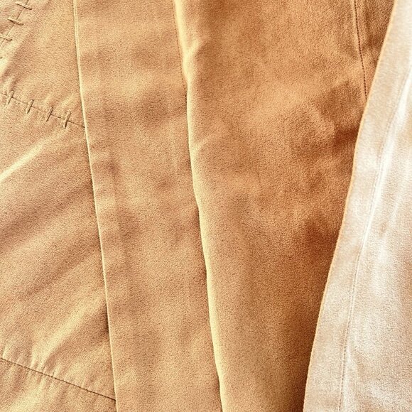 Pair POTTERY BARN Pillow Shams Standard Size Ultra Suede Patchwork Tan Western - Picture 12 of 16